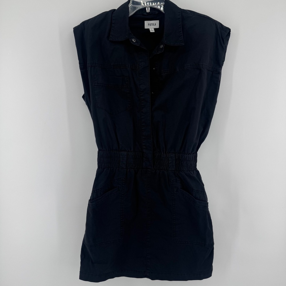 Pistola‎ Rosie Fade to Black Utility Mini Dress Womens Small Black Sleeveless